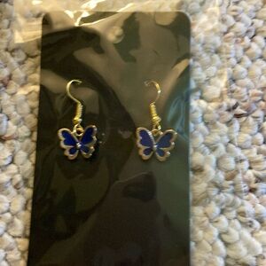 Dark Blue Butterfly  earrings.